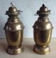 Pair Solid Brass Antique Ships Gimbal Weighted Paraffin Oil Lamps 8 Inches Tall Lamps photo 2