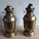 Pair Solid Brass Antique Ships Gimbal Weighted Paraffin Oil Lamps 8 Inches Tall Lamps photo 3
