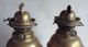 Pair Solid Brass Antique Ships Gimbal Weighted Paraffin Oil Lamps 8 Inches Tall Lamps photo 4