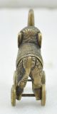 1900s Indian Antique Hand Crafted Engraved Brass Elephant On Wheels Figurine India photo 2