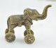 1900s Indian Antique Hand Crafted Engraved Brass Elephant On Wheels Figurine India photo 3