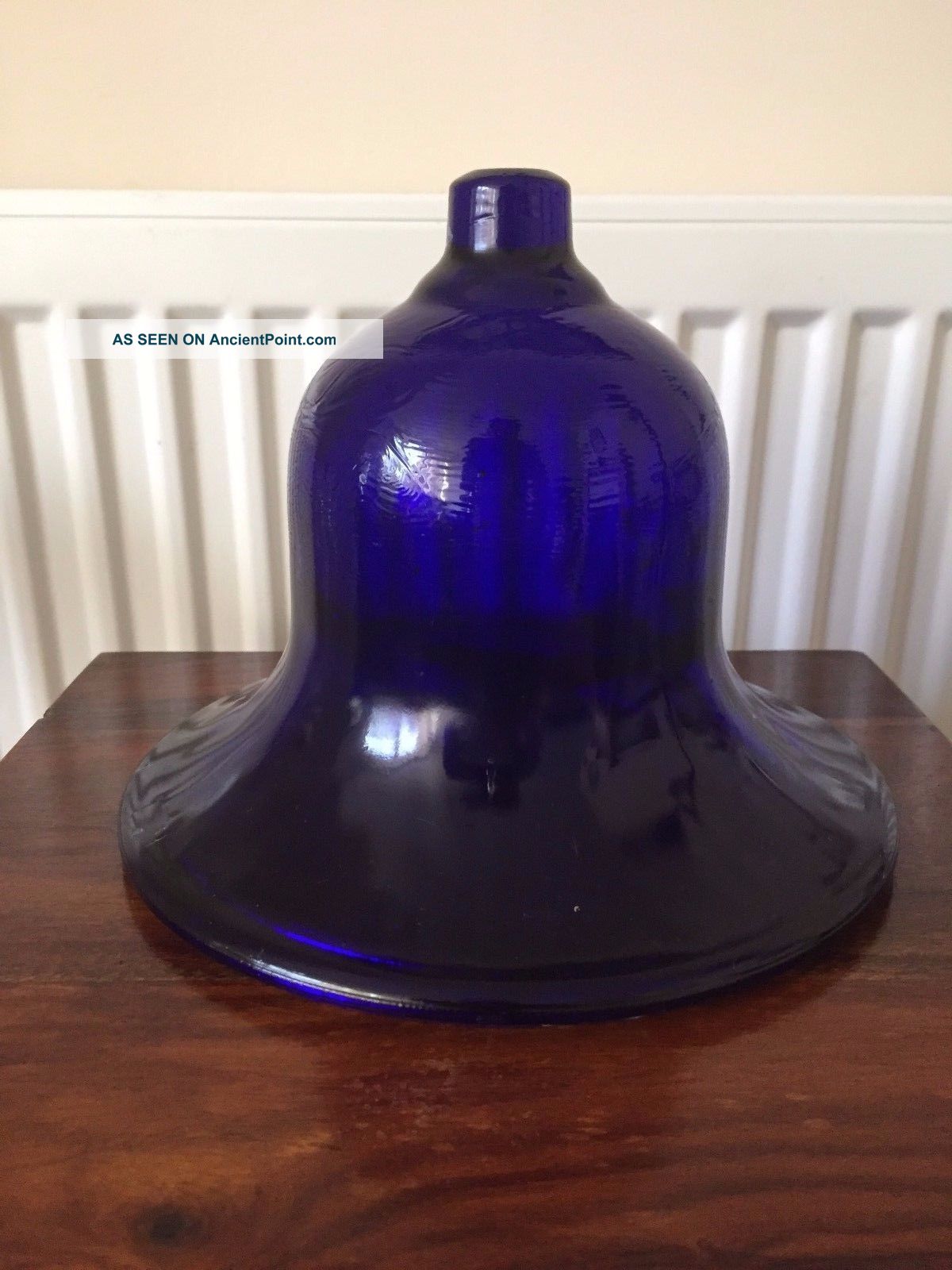 Rare Victorian/georgian Bristol Blue Glass Oil Lamp Smoke Bell Large Lamps photo