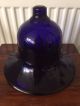 Rare Victorian/georgian Bristol Blue Glass Oil Lamp Smoke Bell Large Lamps photo 1