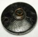 Antique Black Glass Button Bear Holding A Big Stick W/ Silver Luster - 11/16 