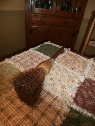 Primitive Antique - Old Fireplace Hearth Broom Red Handle Christmas Decor photo
