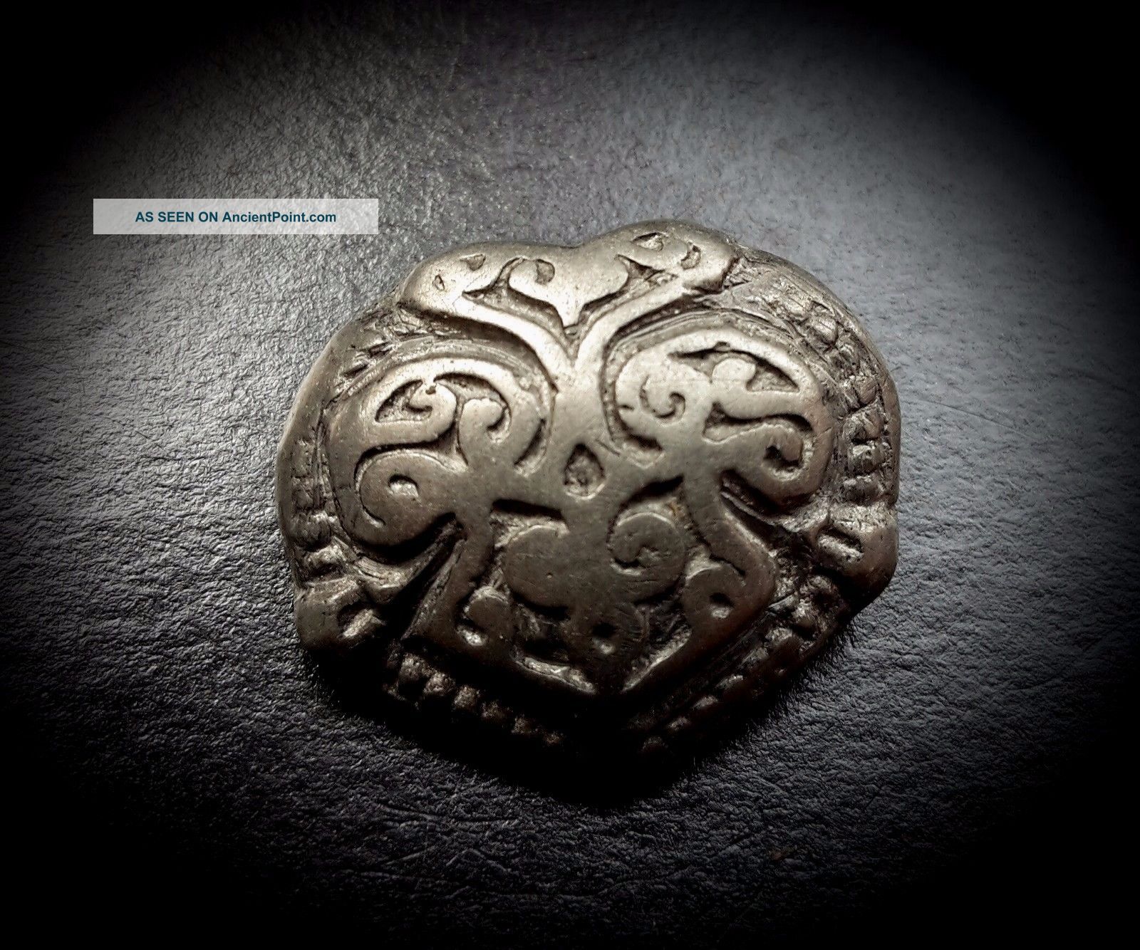Silver Viking Domed Plaque Featuring A Bird Scrolled Tendril 9th - 12th Cent A.  D Scandinavian photo