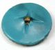 Antique Victorian Glass Button Turquoise W/ 4 Leaf Clover W/ Gold Luster - 1 