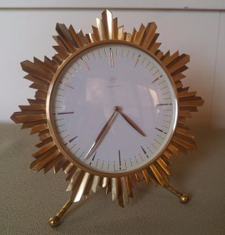 Junghans Mid Century Sunburst Table Clock Atomic Modern 1950 ' S Kienzle Era photo