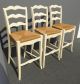 Three Ethan Allen Vintage French Country Rye Seats Barstools Bar Stools Post-1950 photo 2