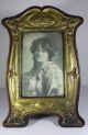 Fabulous Art Nouveau Antique Gilt Brass & Oak Photograph Frame Art Nouveau photo 11