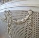 Antique French Cane Double Bed Barbola Rose Swags,  Wreaths Paint 1900-1950 photo 6