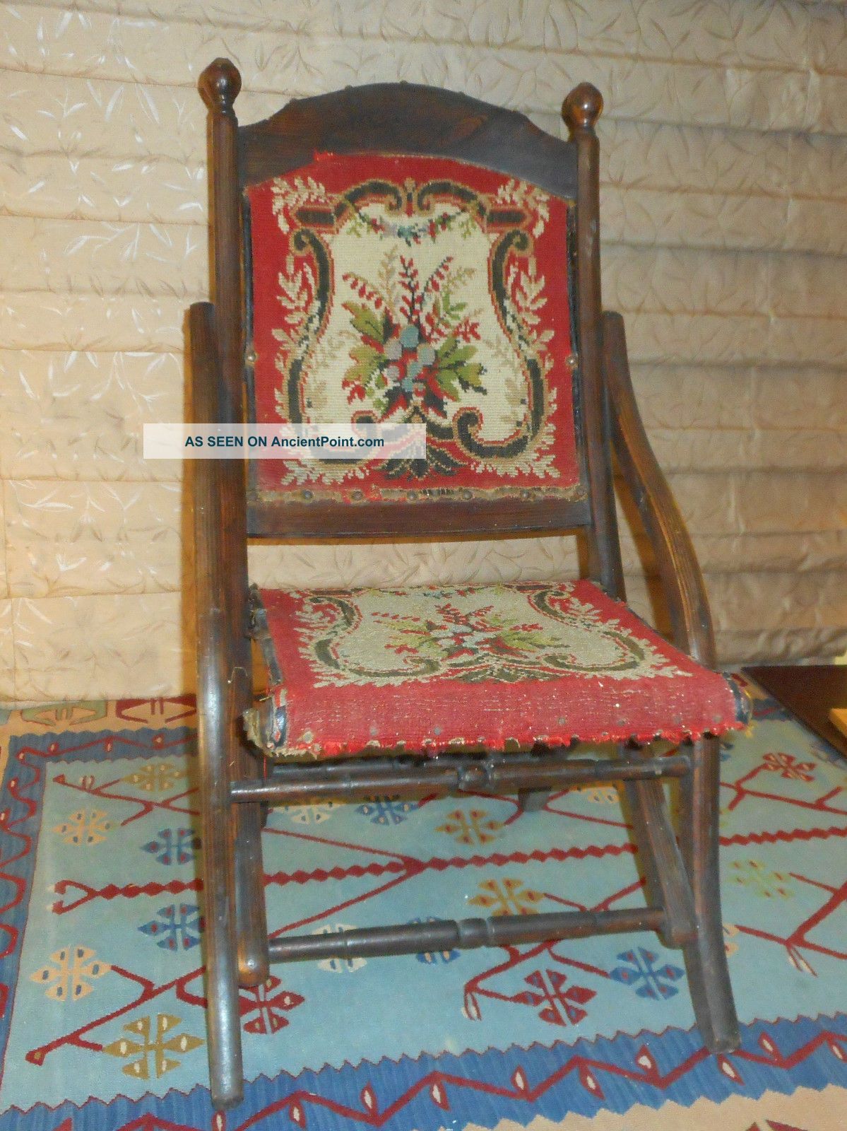 1870 80s Victorian Fold Up Carpet Chair Finish 1800-1899 photo