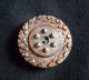 3 Large Antique Carved Pearl Shell Buttons W/ Cut Steels - Smoky Color Geometric Buttons photo 1