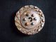 3 Large Antique Carved Pearl Shell Buttons W/ Cut Steels - Smoky Color Geometric Buttons photo 2