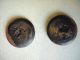 3 Large Antique Carved Pearl Shell Buttons W/ Cut Steels - Smoky Color Geometric Buttons photo 6