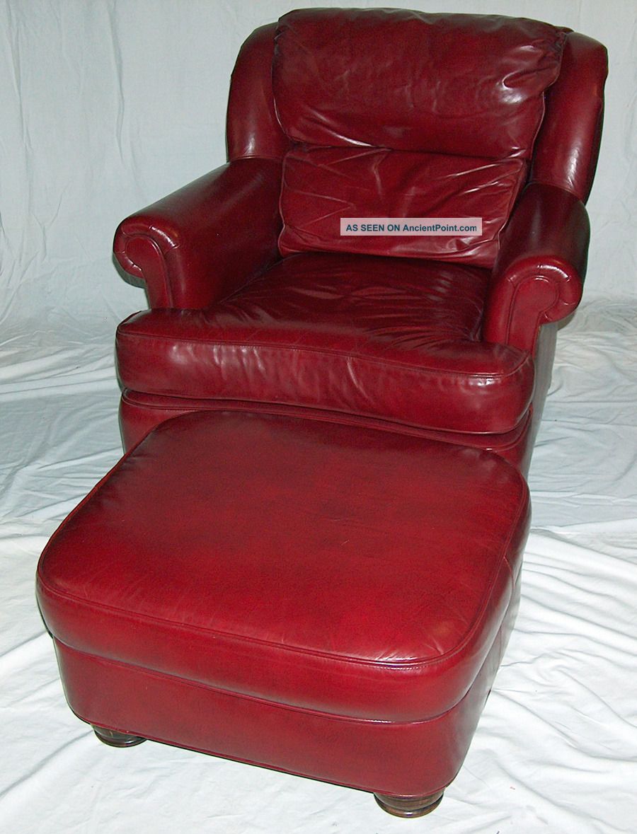 P7853: Hancock & Moore Leather Lounge Chair With Ottoman Post-1950 photo