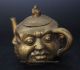 China Tibet Buddhism Brass 4 Face Sentiment Maitreya Buddha Head Teapot Statue Q Other Chinese Antiques photo 3