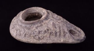 Antique Ancient Roman Oil Lamp - Raised Decor - 2nd - 4th Century Ad photo