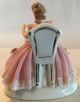 Antique Dresden Lace Woman Seated In Chair F Crown Mark Germany Pink B5 Figurines photo 2