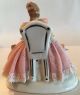 Antique Dresden Lace Woman Seated In Chair F Crown Mark Germany Pink B5 Figurines photo 4