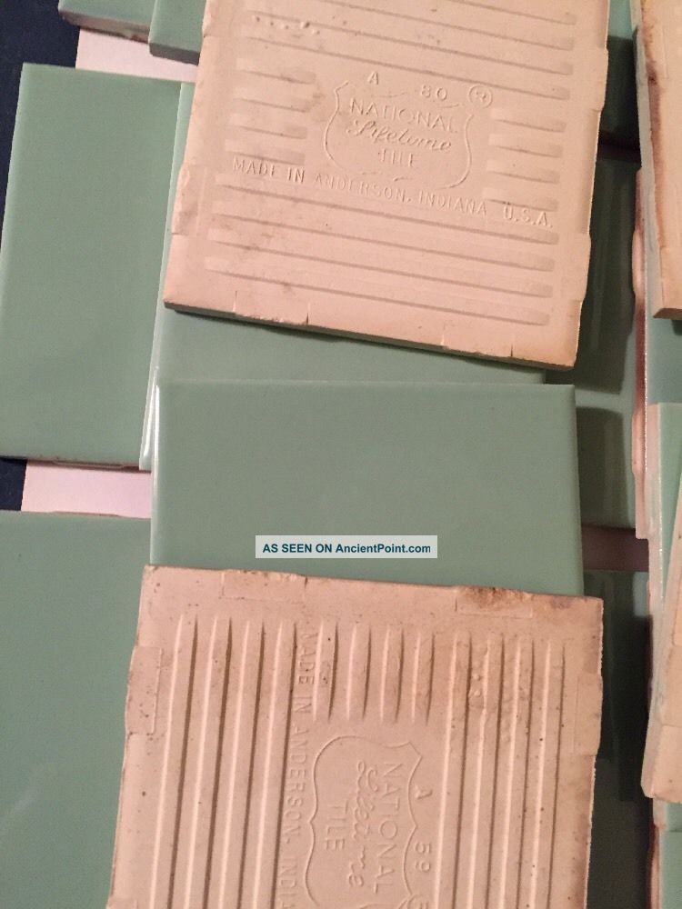 Green 60 ' S Nos Restoration Vintage Ceramic Tile 20pcs Usa 4 5/8 