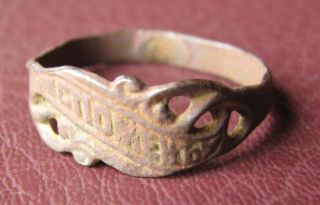 Antique Bronze Wedding Ring 19th To 20th Century Sz: 9 1/4 Us 19mm 11406 photo