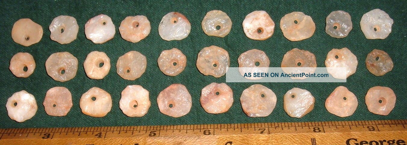 (30) Sahara Neolithic Quartz Beads 12 - 16mm,  Prehistoric African Artifacts Neolithic & Paleolithic photo