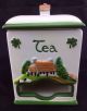 Vintage Irish Shamrock Porcelain Tea Bag Caddy & 2 Tea Bag Holders Hand Painted Other Antique Home & Hearth photo 1