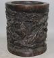 950g Ancient Chinese Old Wood Handwork Carvd Brush Pot Height 15cm Brush Pots photo 5