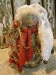 Primitive Snowman Sitter Doll,  Old Chenille,  Old Photo,  Folk Art Snowman Doll Primitives photo 3