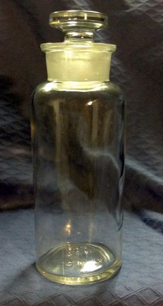 Vintage T.  C.  W.  Co.  Wheaton Apothecary Jar Bottle With Stopper 6 1/4 Inches photo