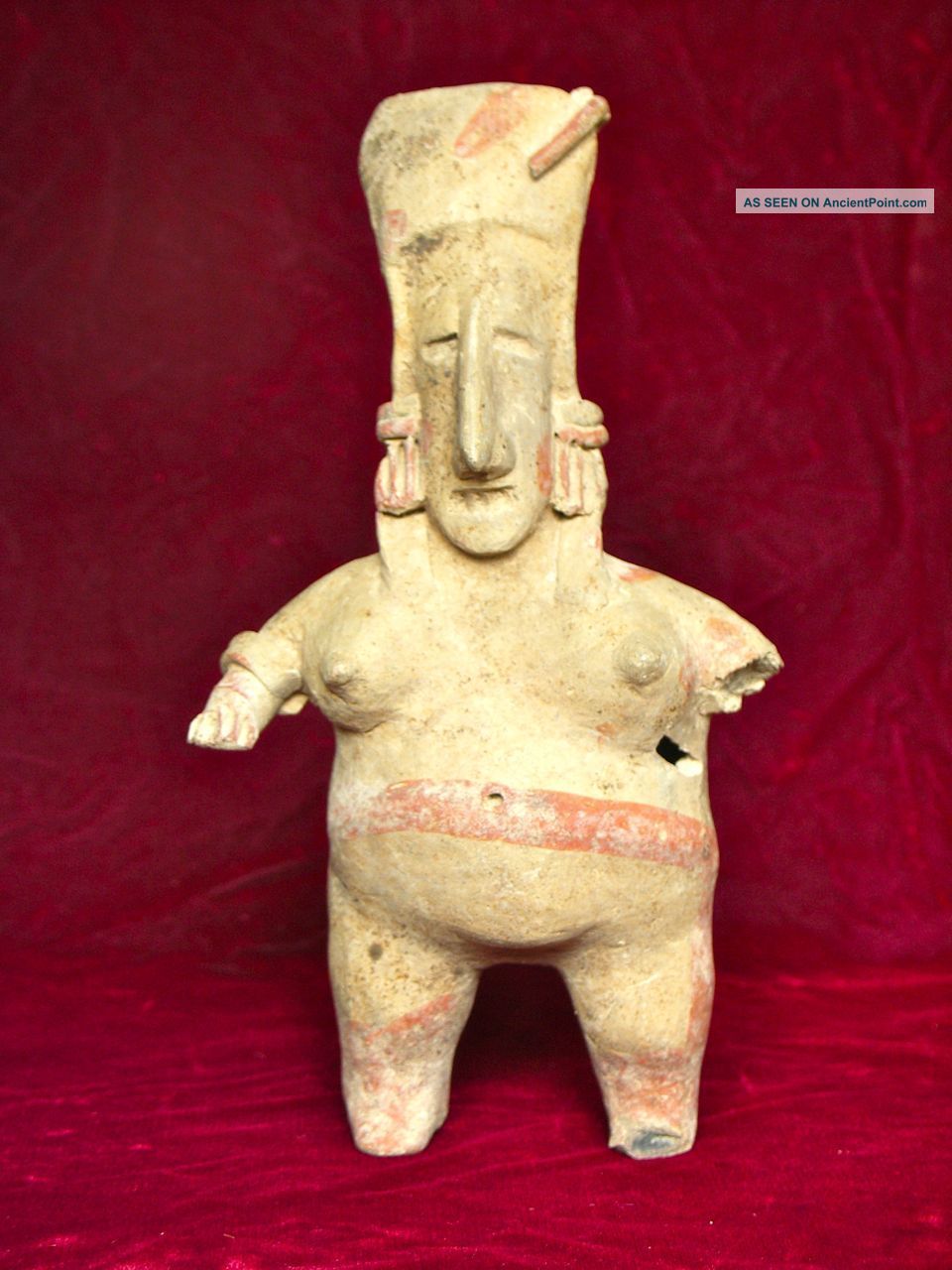 Jalisco Bichrome Terracotta Standing Pre - Columbian Figure Ex Old Estate Collec The Americas photo