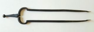 Antique Hand Forged Wrought Iron Fireplace Hearth Tongs 17.  5 Inch photo