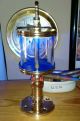 Restored Antique Vintage Ocean Blue Ruby Red Light Up Glass Brass Glowing Oiler Lamps & Lighting photo 1