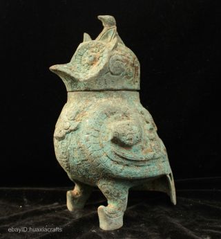 Chinese Folk Culture Handmade Old Bronze Statue Birds Incense Burner Sculpture photo
