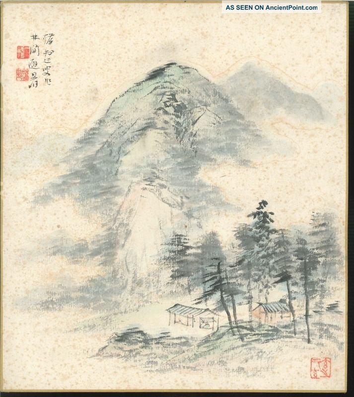 Us75 Shikishi Landscape Mountain Japanese Art Painting Nihonga Geijyutu Paintings & Scrolls photo
