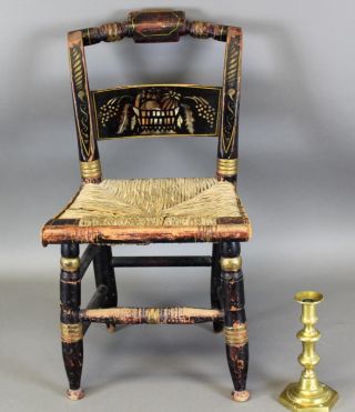 Extremely Rare 19th C Hitchcock Child ' S Chair Best Stencil Painted Decoration photo
