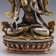 Old Tibet Silver Copper Gilt Hand - Painted Tibetan Buddhist Statue - - Green Tara Buddha photo 3