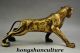 Old Decorated Handwork Copper Carving A Fierce Le0pard Roaring Elegant Statue Other Antique Chinese Statues photo 2