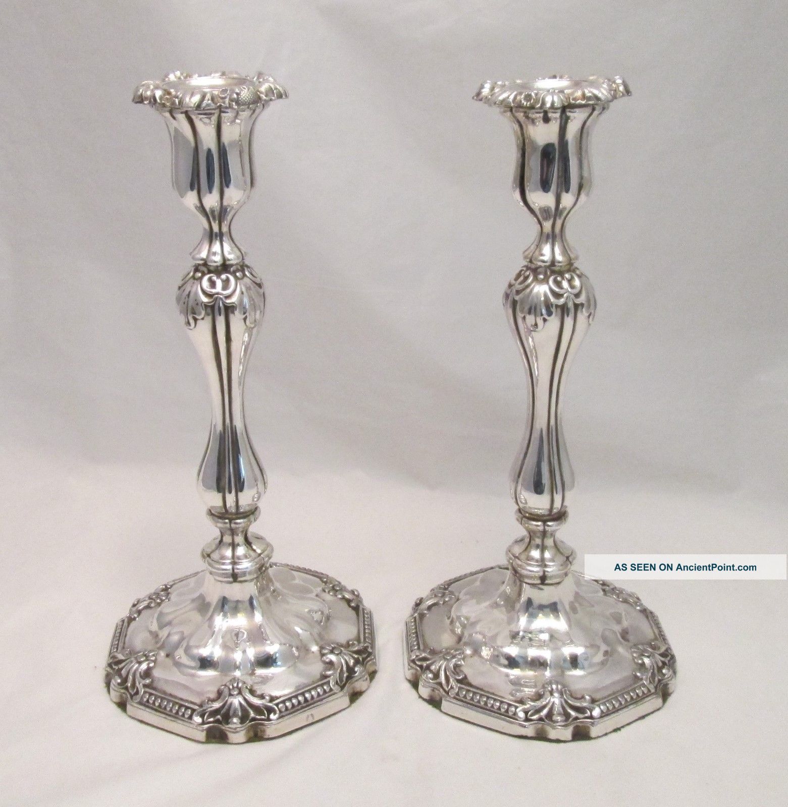 An Ornate Old Sheffield Plate Candlesticks By Roberts Smith & Co - C1830 Candlesticks & Candelabra photo