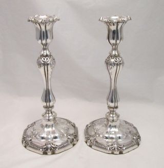 An Ornate Old Sheffield Plate Candlesticks By Roberts Smith & Co - C1830 photo