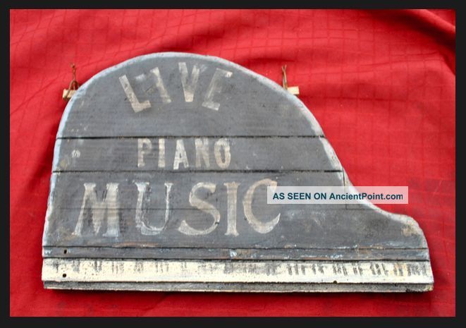 Old Antique Trade Sign Grand Piano Music Tavern Bar Saloon Folk Art Sig Other Antique Instruments photo