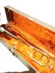 Antique Buescher Aristocrat Trombone Horn 372295 Mouthpiece & Wood Case Nr Brass photo 1