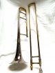 Antique Buescher Aristocrat Trombone Horn 372295 Mouthpiece & Wood Case Nr Brass photo 7