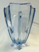 Rare 1920s Art Deco Blue Glass Vase,  Fan Shape,  American,  French Or English Made Art Deco photo 4
