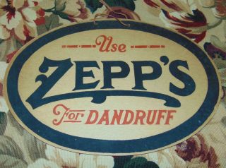 Antique C1890 Cardboard Sign Zepp ' S For Dandruff Barber Shop Boston photo
