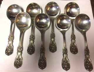 8 Antique Reed Barton Francis 1 Soup Spoons Sterling Silver No Mono photo
