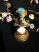 Ant/vint.  French Gilt - Metal / Ceramic/porcelain Bird &flowers Lamp This Lamps photo 3
