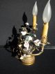 Ant/vint.  French Gilt - Metal / Ceramic/porcelain Bird &flowers Lamp This Lamps photo 3