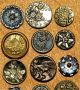 Antique Victorian Metal Picture Buttons Paris Backs Buttons photo 3